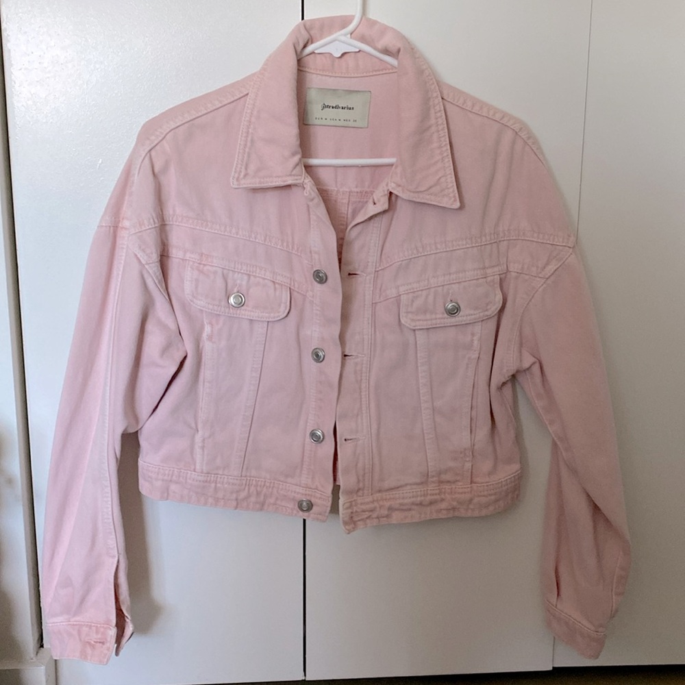 Stradivarius Baby Pink Denim Jacket